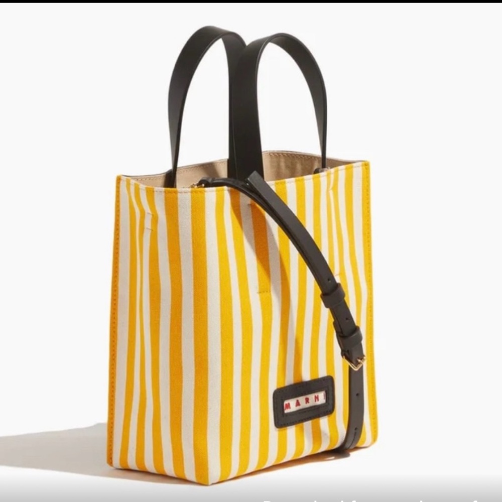 💯 Authentic Marni Museo Striped-Canvas and Leather Bag Made in Italy - Picture 3 of 6